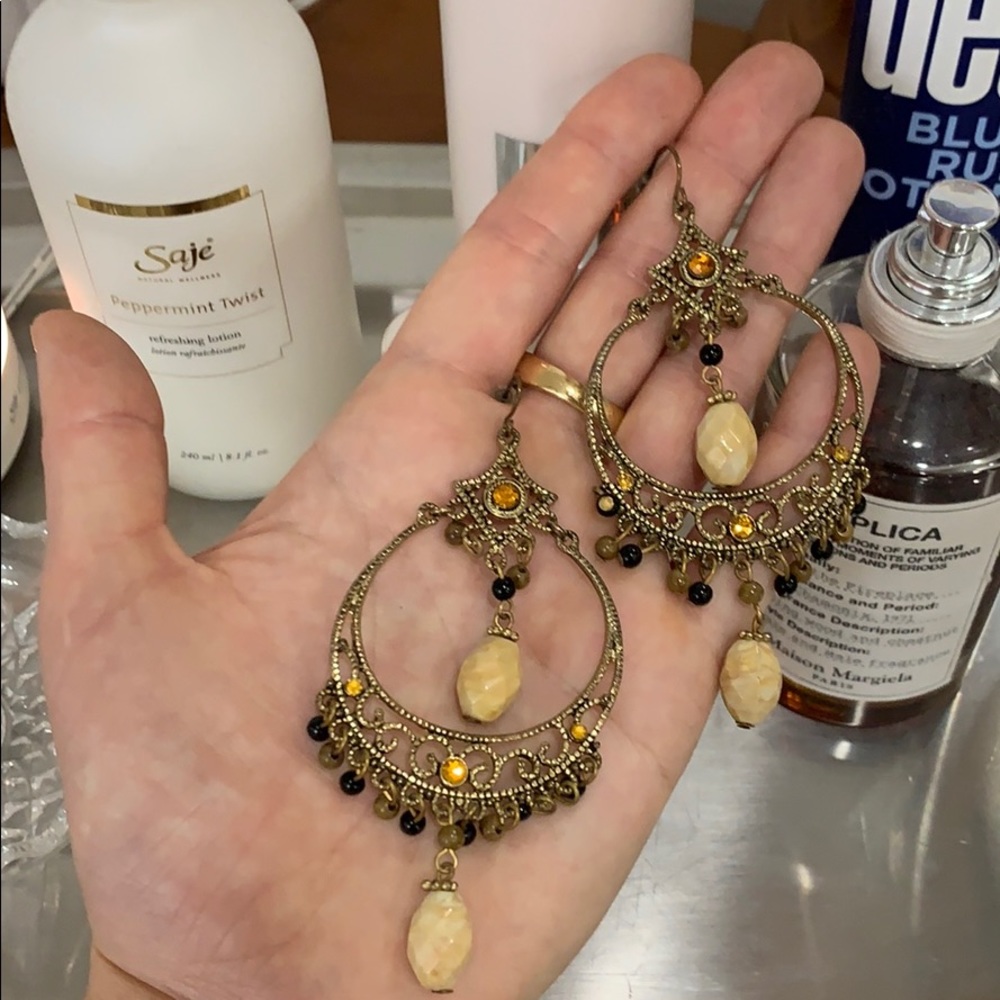 Gold Statement Earrings -Pair